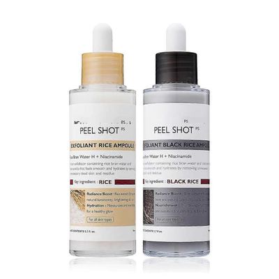 unbrand Peel Shot Glow Rice Ampoule Duo Valkoisen riisin ampulli + Mustan riisin ampulli Pehmeä kuoriva kasvojen ja vartalon kuorinta Kuolleiden ih...