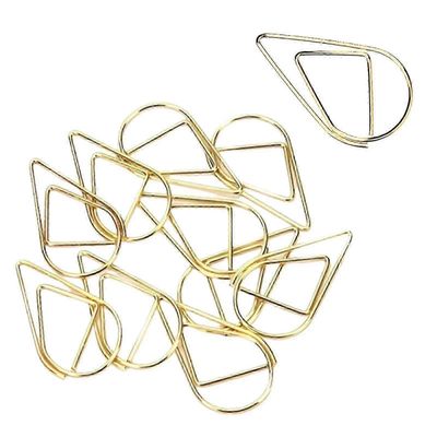 100 kpl retro ontto vesipisaran muotoinen pieni paperiliitin metalliset kirjanmerkkipidikkeet signettipidikkeet paperiliitin, 15x25mm, kultainen f54