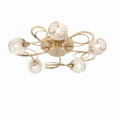 Endon Lighting Endon Aherne - 5 Light Semi flush Antik Messing Med Antik Messing Wire, Perle Skygge, G9