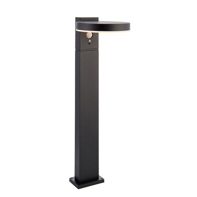 Endon Collection Lighting Ebro Moderne Solar Powered Dæmpbar LED Runde pullert lampe tekstureret sort, PIR Motion &Day Night Sensorer, Varm Hvid, IP44