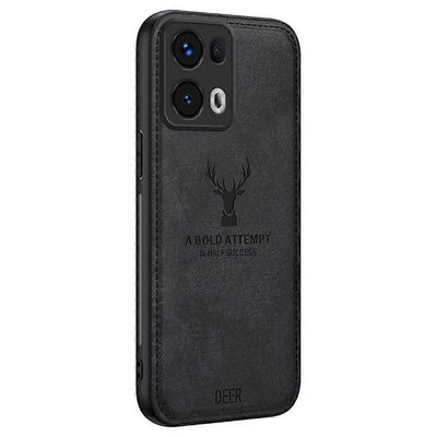 varten Oppo Reno13 Pro 5G kotelo hirvikuvio kangas tekstuuri PU nahka hybridi puhelimen kansi - musta Monivärinen Black