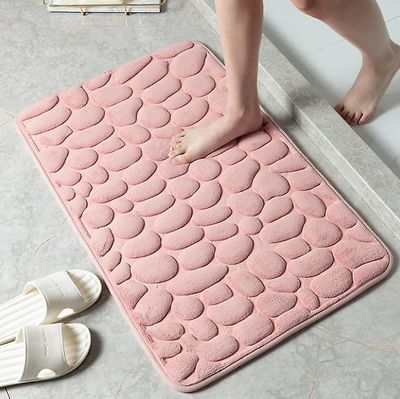Handuo Bade tæpper Mat Badeværelse Gulvmåtte Sæt Memory Foam Bathmat Pink 40*60cm
