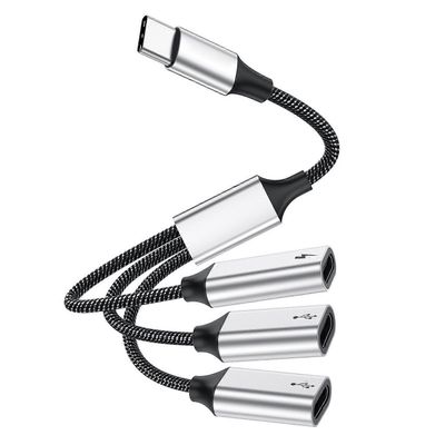 Type-C uros - 3 tyypin C naaraskaapelisovittimen jakajamuunnin 60 W: n nopea lataus OTG-keskitin