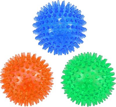 3-pakkaus vinkuva koiran pallo lelut, koirat pureskella piikikäs pallo hampaiden puhdistus pienille ja keskisuurille koirille