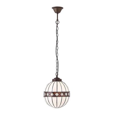 Interiors 1900 Lighting Fargo 1 Lys Lille Globe Loft Vedhæng Mørk Bronze, Tiffany glas, E14