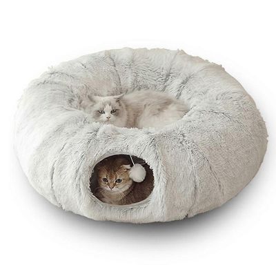 Cat Tunnel Cat Bed Cave matolla sisäkäyttöön Cat Fret Kokoontaitettava pehmo Cat Cave Tube Donitsitunneli Monitoimiset kissan lelut