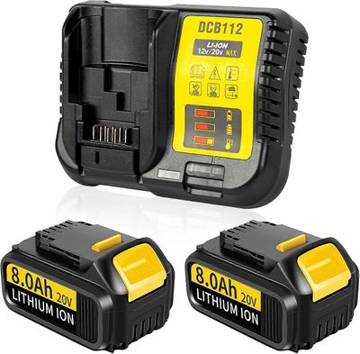 Yhteensopiva 2Pack 8.0AH 20V / 18V DCB184 vaihto Dewalt-akulle + 4A laturi, joka on yhteensopiva Dewalt-akun ja laturin kanssa DCB180 DCB181 DCB-18...