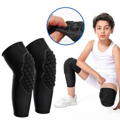Barn Kids Knee Pad Kompresjon Benhylse Lårvakt Sport Beskyttelsesutstyr Brace Support Fotball Basketball Volleyball Svart M