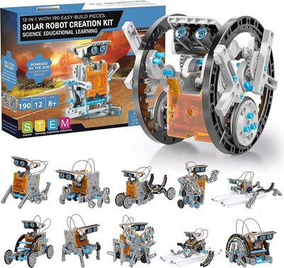 Forever 190 stykker Kids Toy Robot - 12 I 1 Solar Powered Robot For Kids Energi og vitenskap Utdanning, Stem Building Toys Boy Gift Alder 8 +