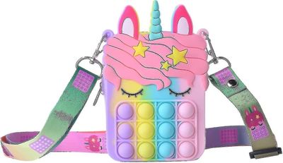 Pop Up Fidget legetøj skuldertaske til piger, enhjørning push bubble fidget sensorisk legetøj, populær silikone