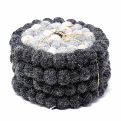 Håndlavede filt ball coasters 4-pack blomst sort / grå global groove t