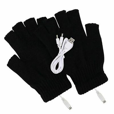 Varychmoo Genopladelige vinter elektriske USB termiske varmehandsker Fuld / halv finger Sort