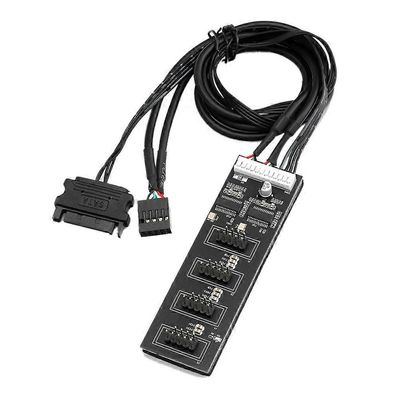 9-nastainen USB-liitäntäjakaja, USB 2.0 -liitäntäjakaja SATA-virtakaapelilla, sisäinen USB-keskitin CPU:lle/RGB-valolle/tulostimelle Musta