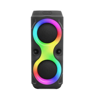 Langaton Bluetooth-kaiutin RGB-valoilla, FM/AUX, kannettava subwoofer kotiin ja ulkokäyttöön Musta