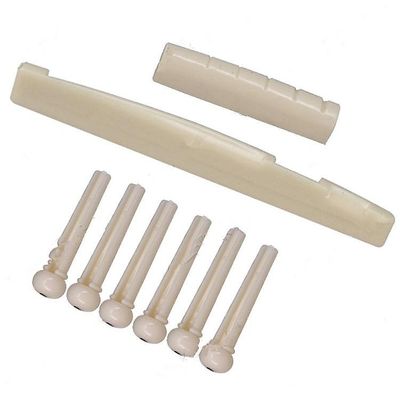 Bærbar 6 streng guitar bridge pins sadel møtrik akustisk kvæg tailpiece Hvid