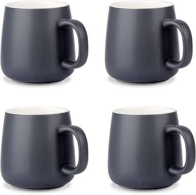 Linkrunning Keramisk krus sæt med 4NEWANOVI glat frostet porcelænskrus, kaffekrus, tekrus til kontor og hjem, sundhedsgave, maksimal kapacitet 12.2...