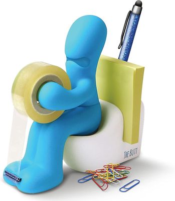SZTXJ Office Supplies Station - Sjov tapedispenser - Sjovt og cool skrivebordstilbehør Holder med taperulle, papirclips, sticky notes og pen inklud...