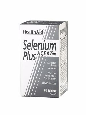 Health Aid Hälsa stöd selen Plus (vitaminer A, C, E & zink), 60 tabletter