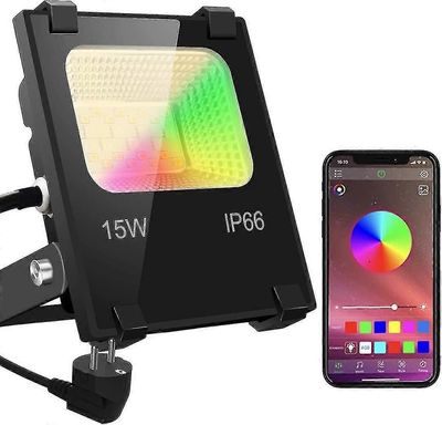 Led Spotlight 15w valonheitin Ulkona Valonheitin Bluetooth-sovellus Ohjaus 16 miljoonaa väriä ja 20 tilaa Älykäs Led Valonheitin, Ip66 Outdoor Spot...