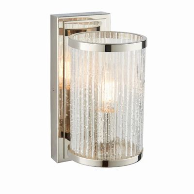 Endon Collection Lighting Easton 1 Lys væg Bright Nikkel, ribbet glas med bobler, E14