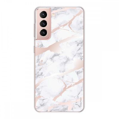 Crazy Kase Skrog til Samsung Galaxy S21 5g Silikone Soft 1 Mm, Pink Marble Effect
