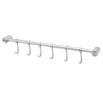 Intirilife Rustfritt stål kjøkken hengende stripe med 5 kroker - kjøkkenrekkverk hengende bar 6 kroker 6 Haken