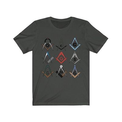 Bricks Masons Firkantet og kompas symboler frimurerisk t-shirt Mørk grå S