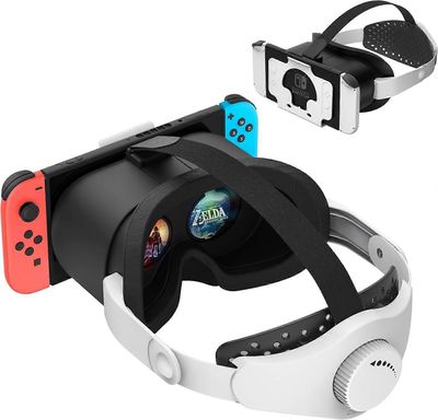 Unbrand Päivitetyt VR-kuulokkeet Nintendo Switch &; Switch OLED -mallille, Switch VR -lasit säädettävillä HD-linsseillä ja päähihna kiertopainikkee...