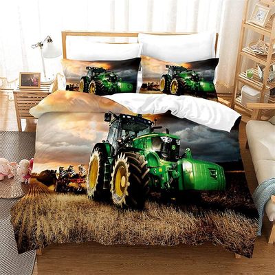 Yogan Traktorin vuodevaatteet Miehet Rakennusautot Kuvio Peittopäällinen lapsille Punainen Raskaat koneet Ajoneuvot Pussilakana 180x210cm