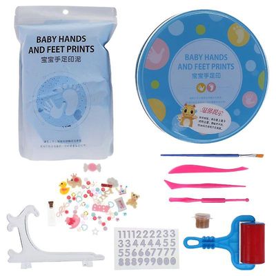1 Sæt Blækpude DIY Fodaftryk Håndaftryk Baby Nyfødt Hukommelse Erindringsgaver Souvenir Børn Opbevaringsboks Etui Farverig 900c