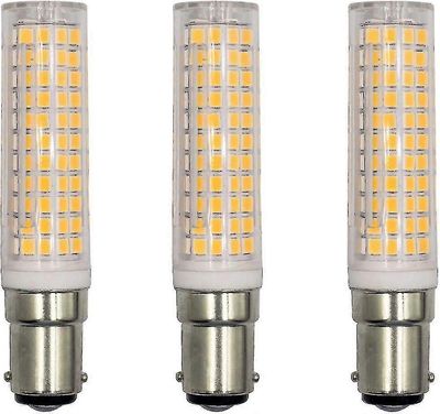 Ba15d LED-lamppu, energiansäästöpohja 15w, jääkaappi / ompelukone / pöytälamppu AC230v, pakkaus 3 kpl (lämmin valkoinen 3000k) [energialuokka A +]