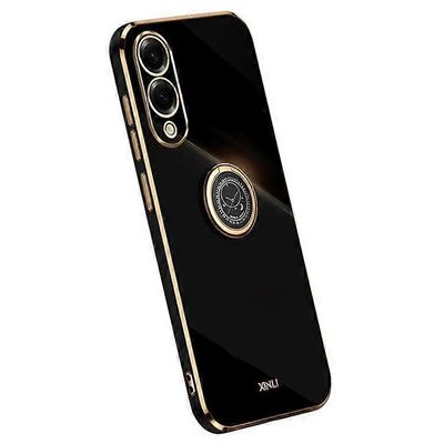 Samsung Galaxy S25 Edge Case Ring Kickstand galvanointi TPU-puhelimen kansi Musta