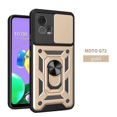 Motorola Moto G72 5G -kotelolle Slide Camera Linssi Panssarikotelot Moto G72 G 72 Motog72 magneettisen renkaan jalustan pidikkeen suojakansi kultaa...