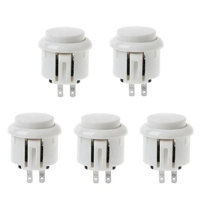 5pcs 24mm arkadespill rund knapp diy arkade kontrolleren for Jamma Mame Hvit