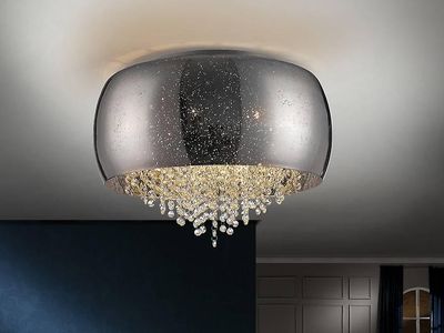 Schuller Lighting Caelum 6 Lys Krystal Flush Loft Light Chrome, G9