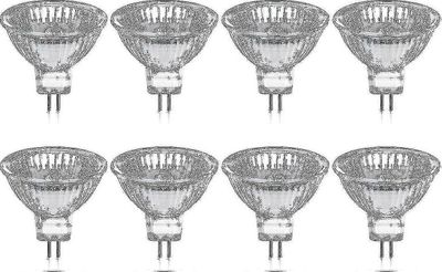 Pakkaus 8 halogeenilamppua Gu5.3 Mr16 35w 12v himmennettävä - lämmin valkoinen 2800k, 400 lumenia, lasikansi fi