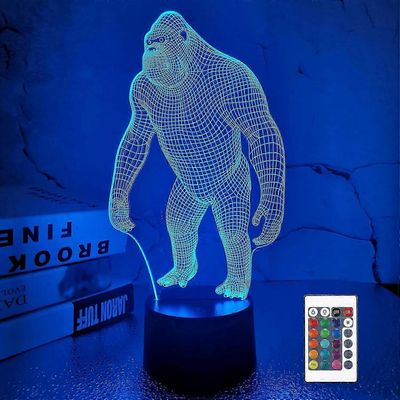 3D yövalo ape gorilla LED yövalo vauvan lastentarha apinalamppu lastenhuoneeseen Home Dcor joululahjat 16 värinvaihdolla