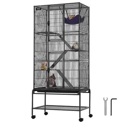 Succebuy 69" liikkuva metallinen frettihäkki, suuri 4-kerroksinen Critter Nation -häkki, lemmikkirotille, hamsterille, marsulle, chinchillalle, ora...
