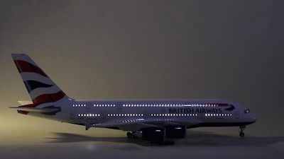 Hmwy 1/160 Skala 50,5 cm Fly Airbus 380 A380 British Airline Model W Light and Wheel Diecast Plastic Resin Plane til indsamling med lys