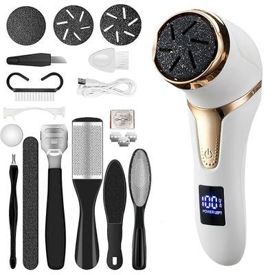 Electric Foot Callus Remover ladattava jalkojenhoitotyökalusarja kuolleen ihon kuorintaan valkoinen