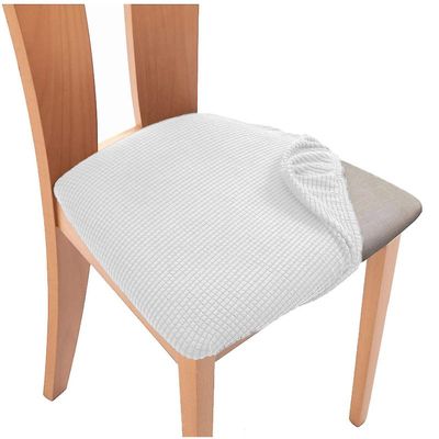 Jying 1-6pcs Stretch Jacquard chair seat covers, aftagelig stol sædepude Hvid 1 Pc