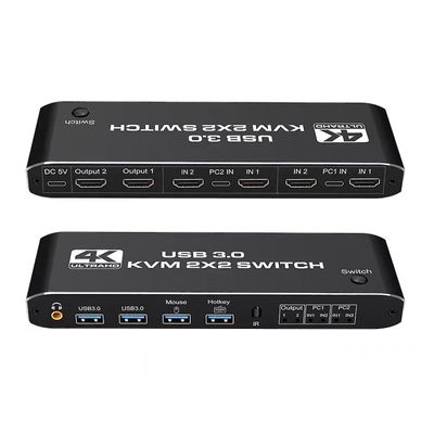 2x2 USB 3.0 HDMI Kvm-switch 4k 60hz Dual Monitor Extended Display Switcher 2 pdp