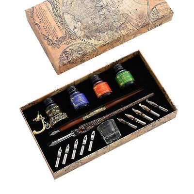 Vintage Dip Penne Fountain Skrivning Ink, Nibs, Pen Holder Grøn