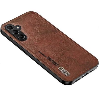 Yhteensopiva Samsung Galaxy S25 -kotelon kanssa Retro Texture Matte TPU + PU nahkainen takakannen tuki magneettinen autoteline Ruskea