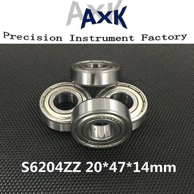 Gratis forsendelse S6204zz Abec-3 (2stk) 20x47x14mm rustfrit stål kugleleje miniature S6204z Roulement A Bille Rodamientos