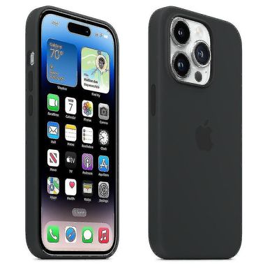 Apple Iphone 14 Pro silikonikotelo, jossa Magsafe Midnight Black