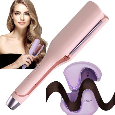 Gaoguang French Wave Curling Iron Rommantic French Eggs Roll Curling Iron French Eggs Roll Curling Iron V-Shape Ceramic BigWaves Hair Crimper Pink