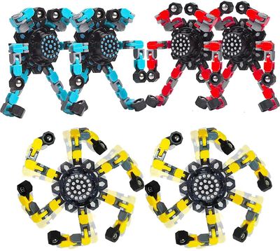 AIR 6pcs Ny transformable roterende legetøj-børns Creative DIY Chain Dekompression Gyro Robot Rød gul blå 6pcs