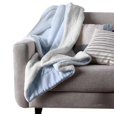 Handuo Sherpa Fleece Kast Tæppe Tyk Fuzzy varme bløde tæpper og kaster til sofa lyseblå