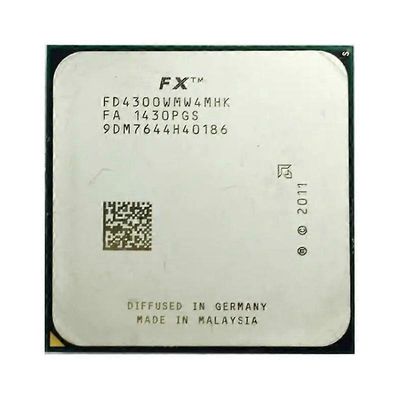 FX-4300 CPU - Socket AM3+, 4 ydintä, 4 säiettä, 3,8 GHz, 4 Mt L3-välimuisti, 95 W.